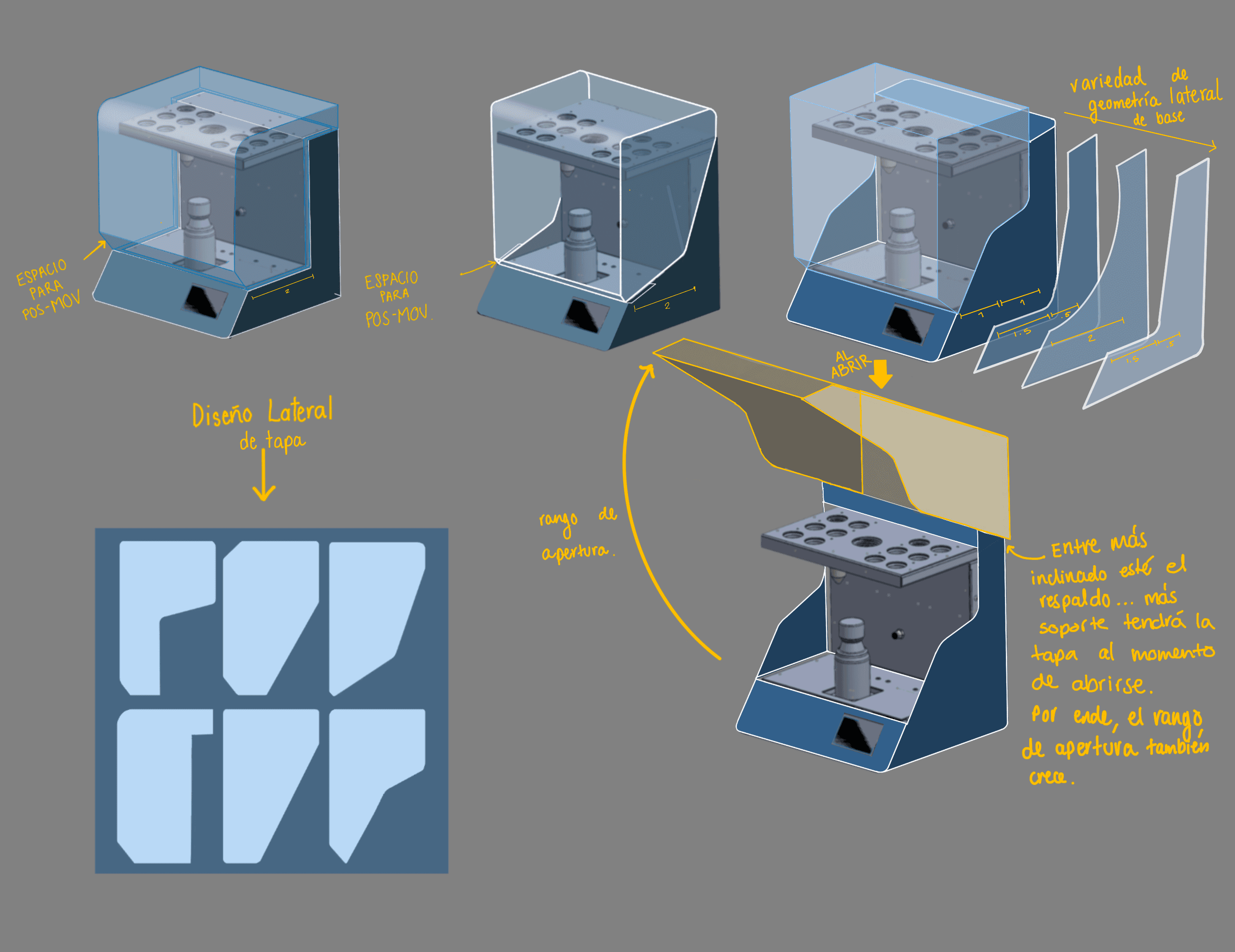 Cytocatch design sketches with dimensions