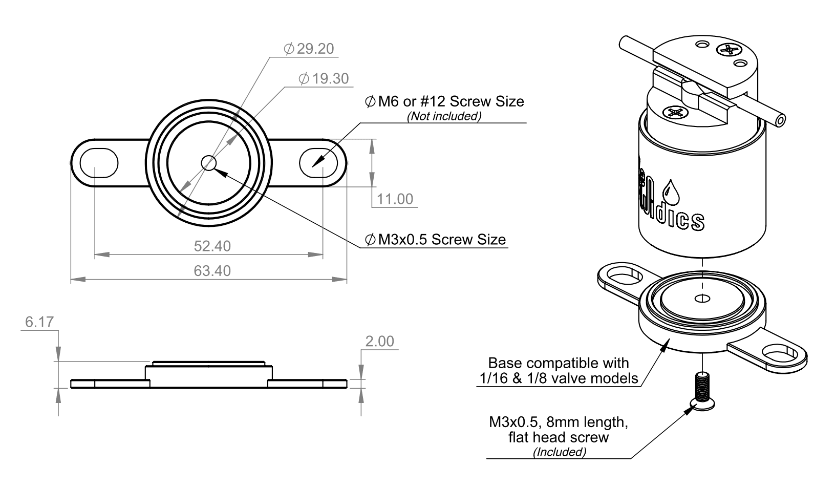 Valve technical drawing